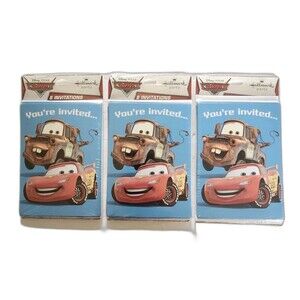 3 Packs/ 24 Total Party Invitations DISNEY PIXAR CARS 8 Cards Hallmark
